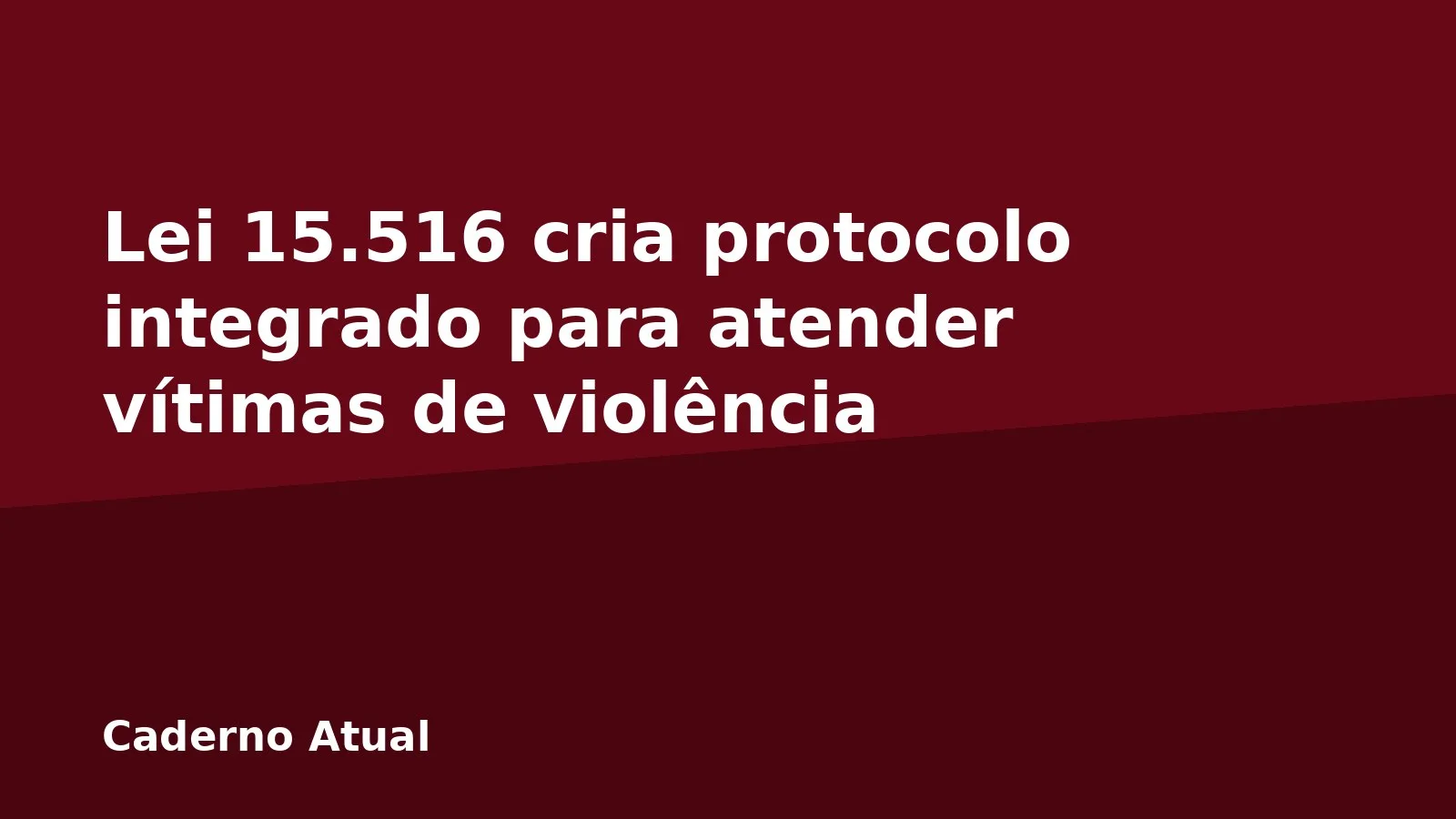 Lei 15.516 cria protocolo integrado para atender vítimas de violência