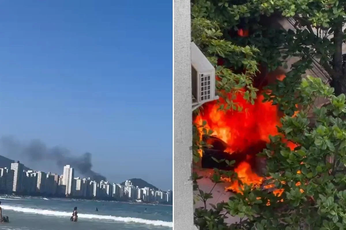 Prefeitura aciona equipe para retirar veículo incendiado em Guarujá