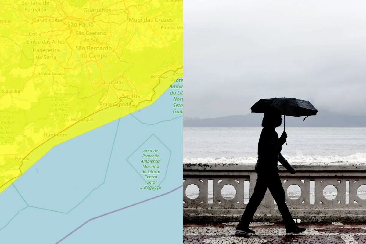 Chuva e temperaturas de até 10ºC são previstas no litoral paulista