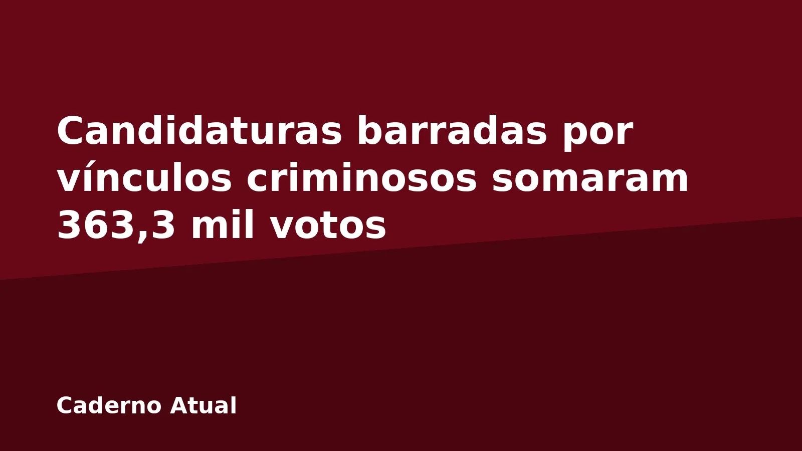 Candidaturas barradas por vínculos criminosos somaram 363,3 mil votos