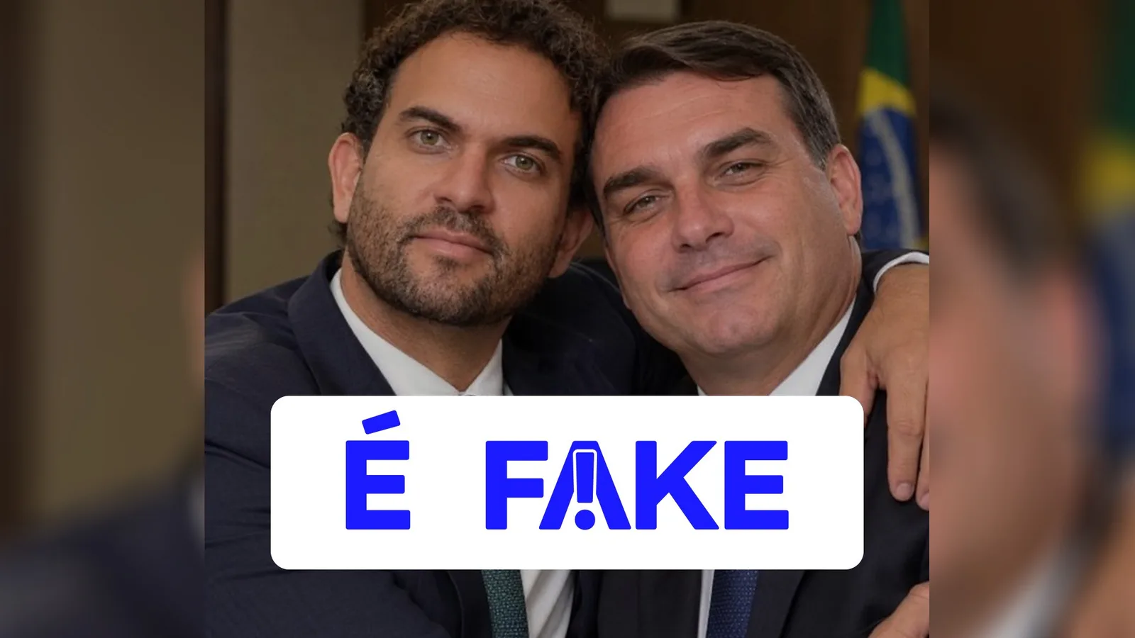 Imagem de Felipe Nunes com Flávio Bolsonaro foi criada por inteligência artificial