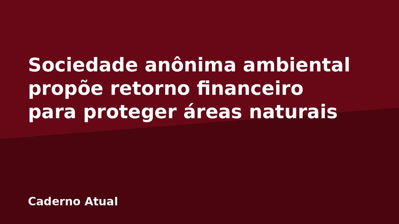 Sociedade anônima ambiental propõe retorno financeiro para proteger áreas naturais