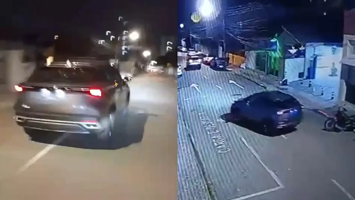 Carro levado de Capoeiras bate em motocicleta estacionada em Florianópolis