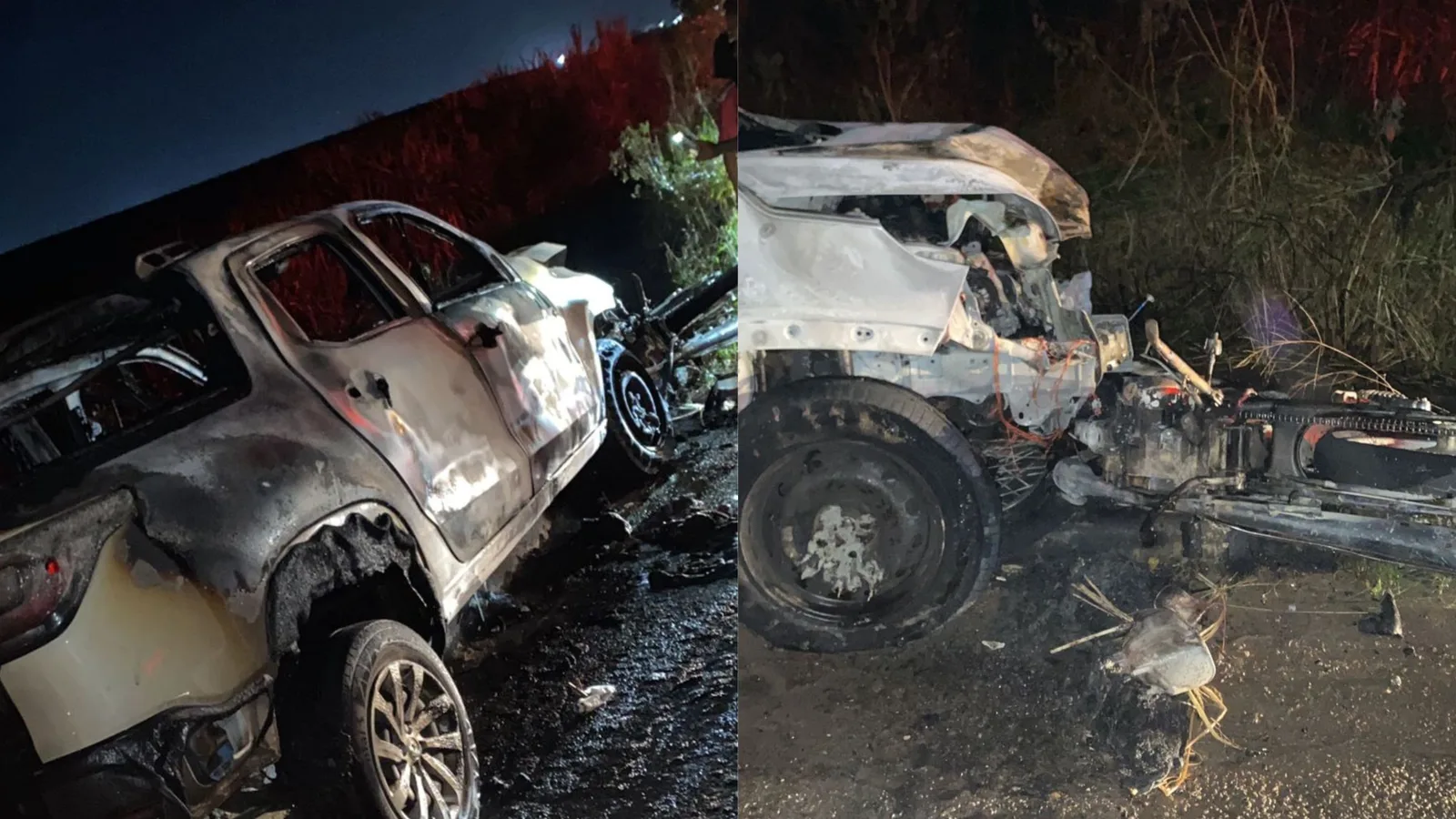 Caminhão-pipa apaga fogo após batida entre Fiat Toro e moto na PB-057