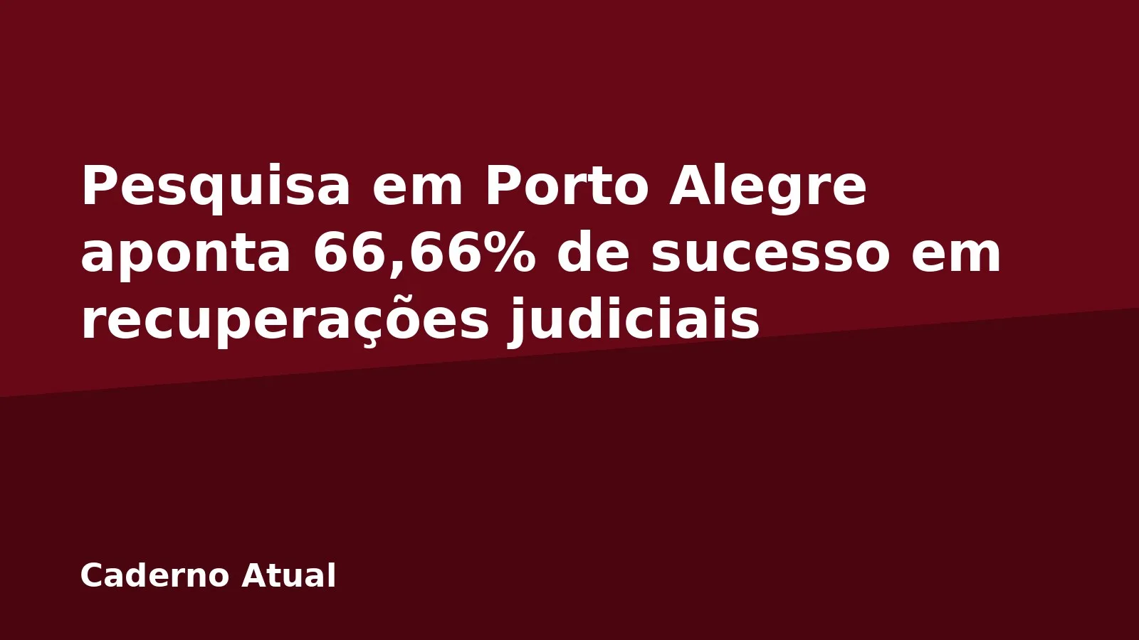 Pesquisa em Porto Alegre aponta 66,66% de sucesso em recuperações judiciais