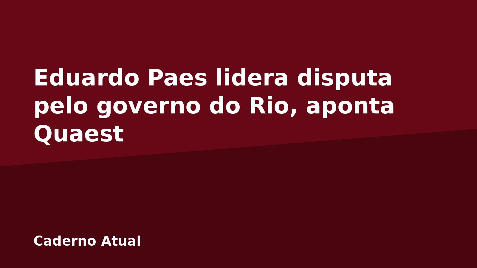 Eduardo Paes lidera disputa pelo governo do Rio, aponta Quaest