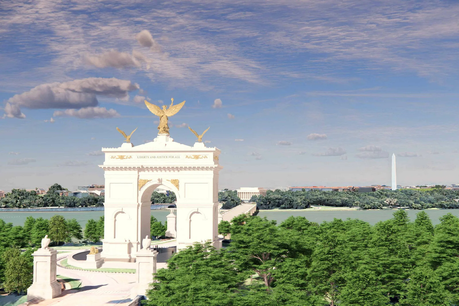 Trump anuncia complexo militar no arco planejado para Washington