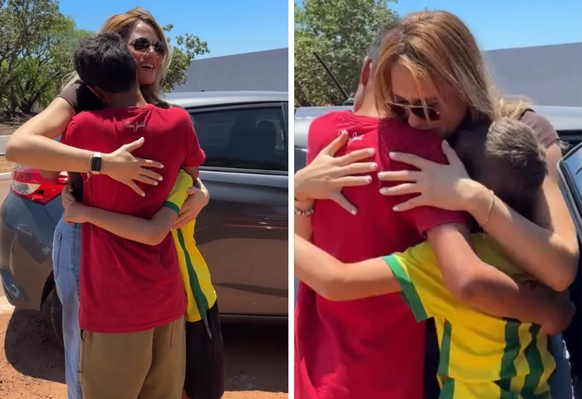 Mãe reencontra filhos em Palmas após quase quatro anos trabalhando na Espanha