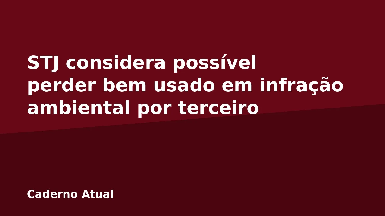 STJ considera possível perder bem usado em infração ambiental por terceiro