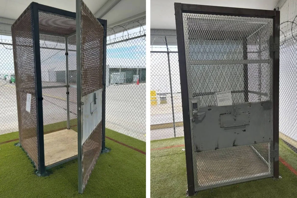 Jaulas de 1,7 m² são usadas em centro de detenção de imigrantes na Flórida